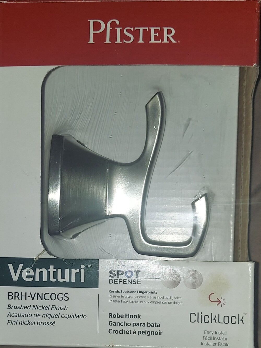NIB Pfister Venturi Brush Nickel Robe Hook
